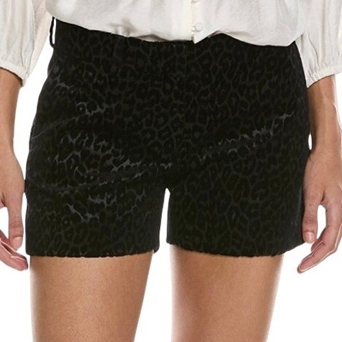 The Kooples Black Leopard Print Velvet Shorts 4 Size 36 T.36 Fsho25011kw22 New